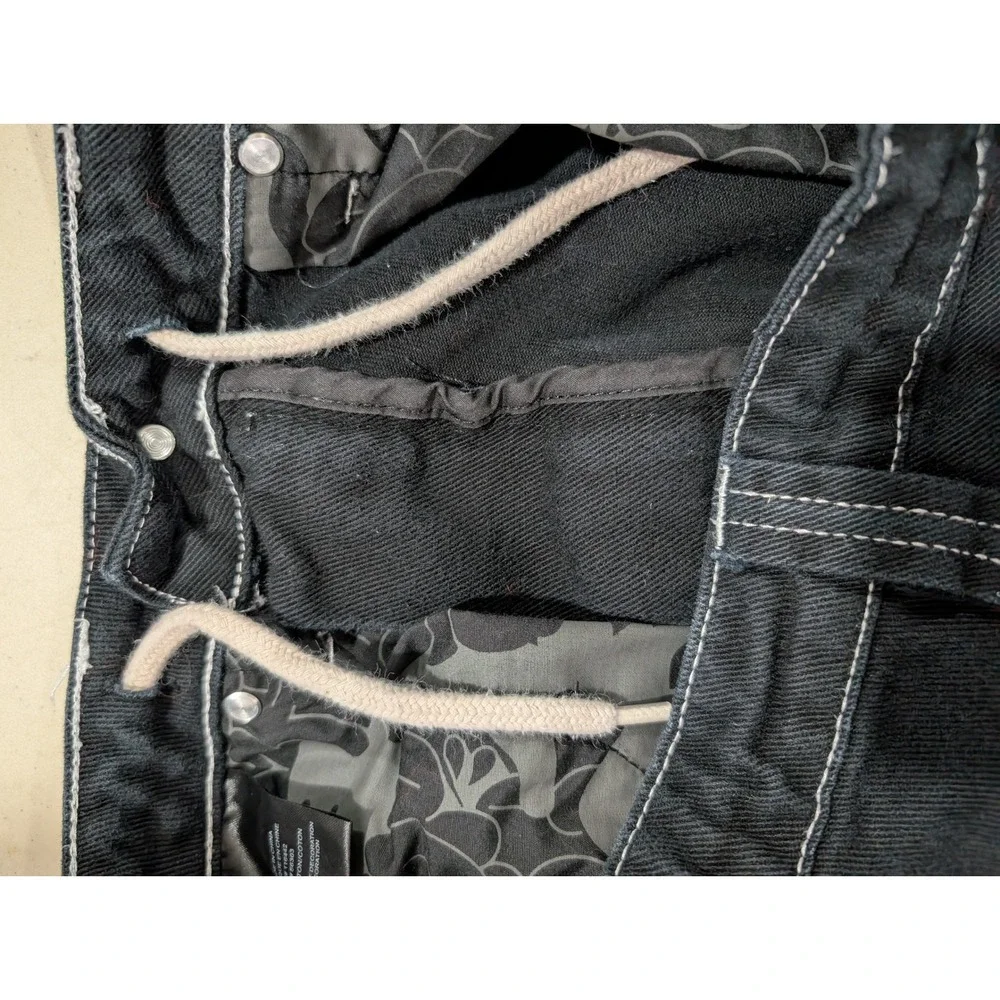 Empyre Mens Loose Fit Black Denim Jeans Skate Streetwear Size 28 Contrast Stitch